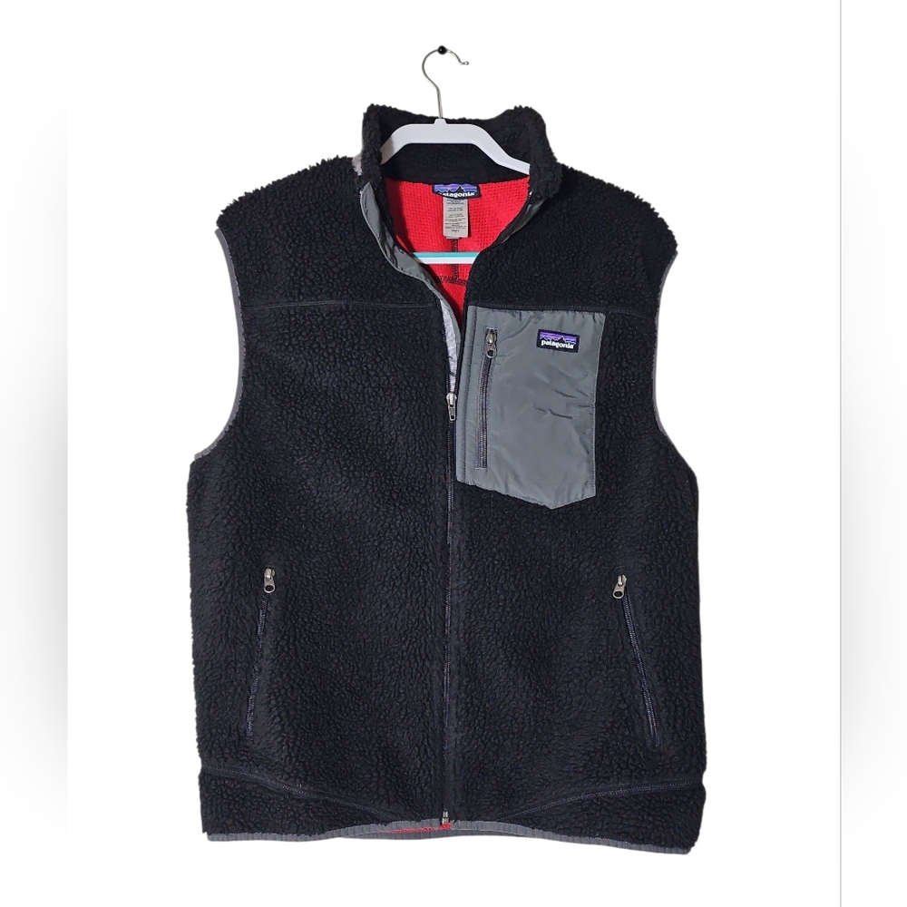 Patagonia Classic Retro-X Vest Mens Size LARGE Black Gray Red Full-Zip VTG